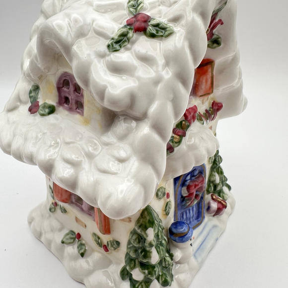 Porcelain Cottage Tea light Holder- Treasured Times Holiday Collection - Picture 3 of 7